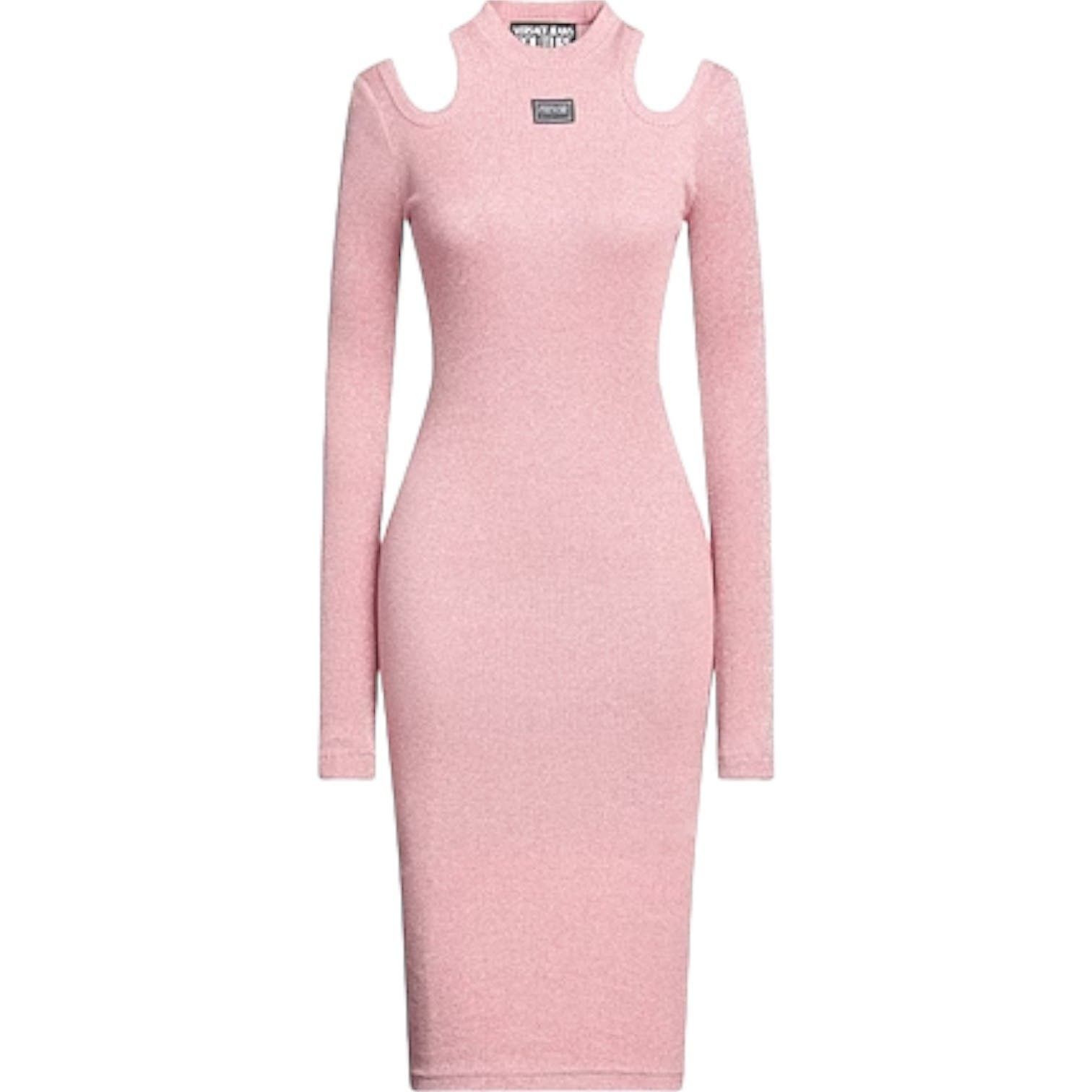 Image of Versace Jeans Couture Pink Ribbed Knit Sweaterdress, It36/0, Women's (Size XS)