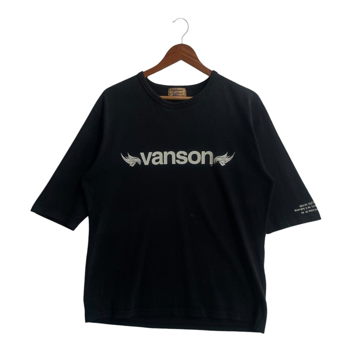 Vintage Vanson Spell Out Logo Backhit Print Crewneck 3q Tee