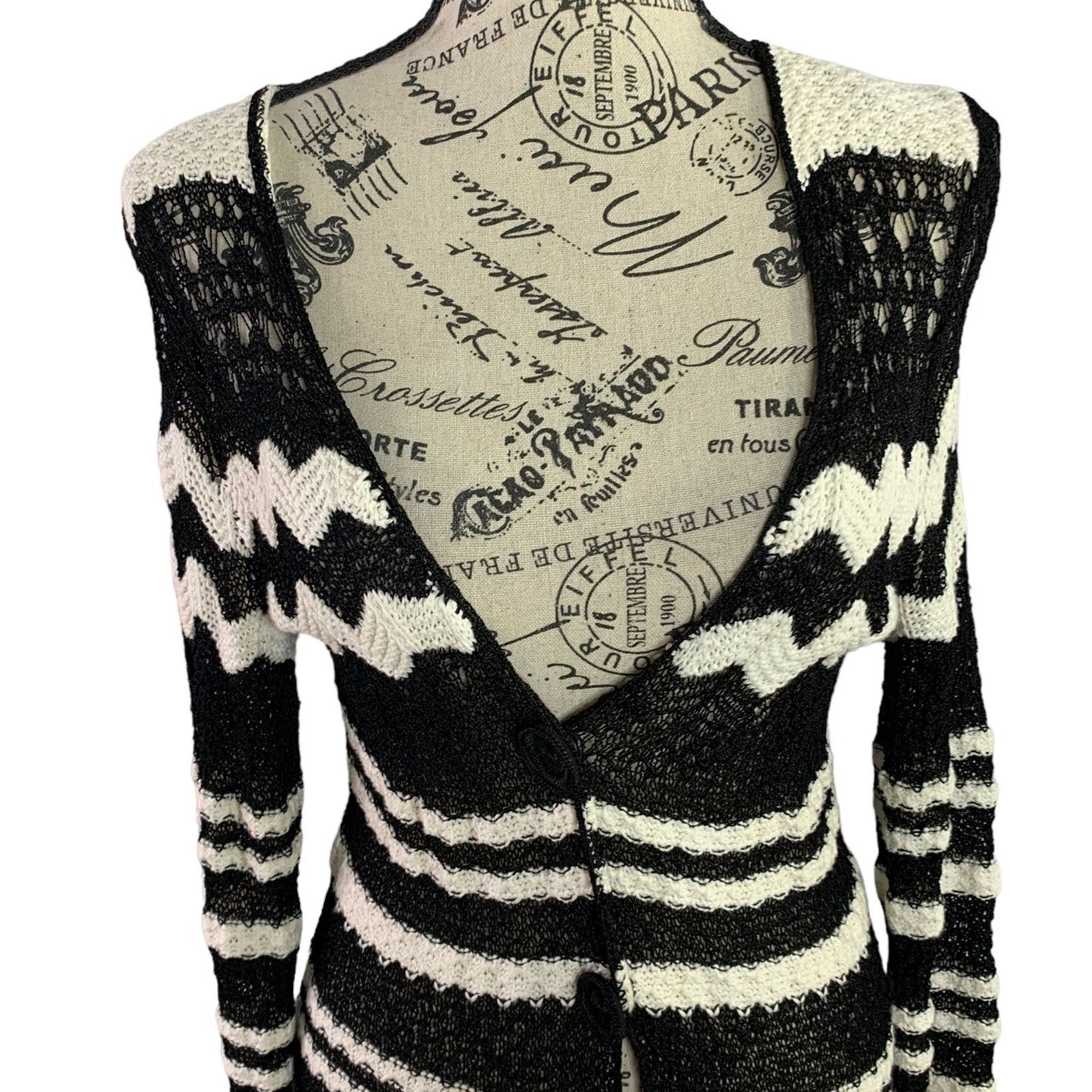 Chicos Chico’s Long Knit Geometric Print Cardigan Sweater Size XS Size XS / US 0-2 / IT 36-38 - 4 Thumbnail