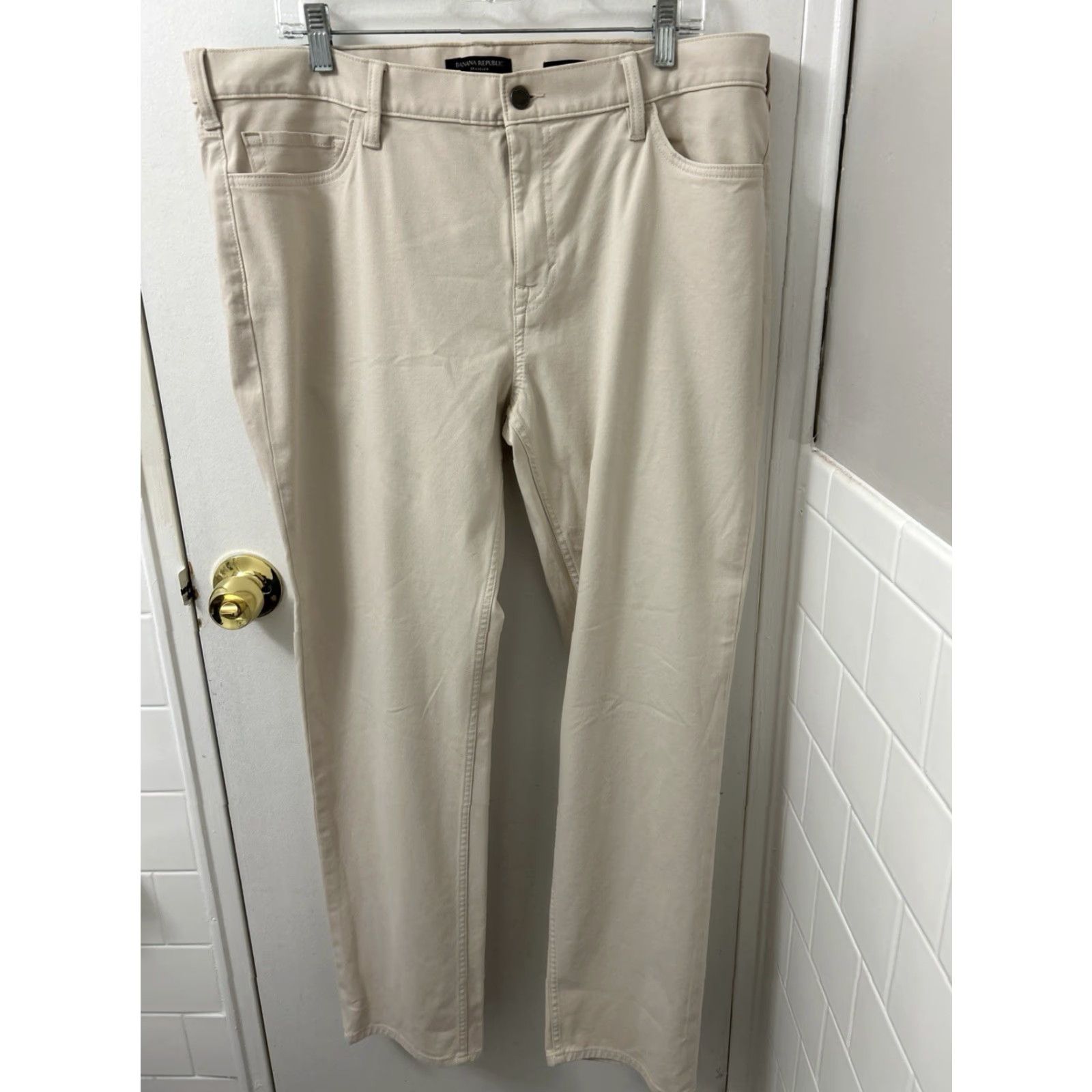 Banana Republic VINTAGE None Banana Republic Traveler Pants Mens 38x32 Beige Slim Fit Modal Blend NWT Size US 38 / EU 54 - 5 Thumbnail