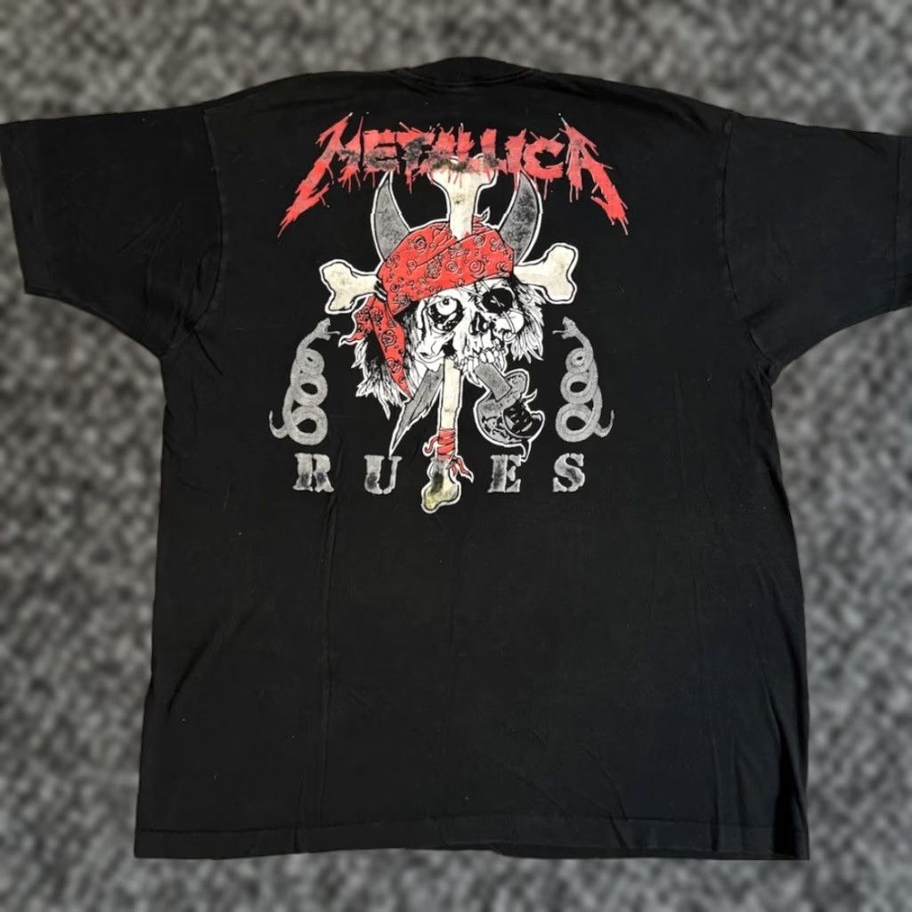 VINTAGE Metallica Rulz! World Tour Pushead Zorlac Skull T Shirt Sz 