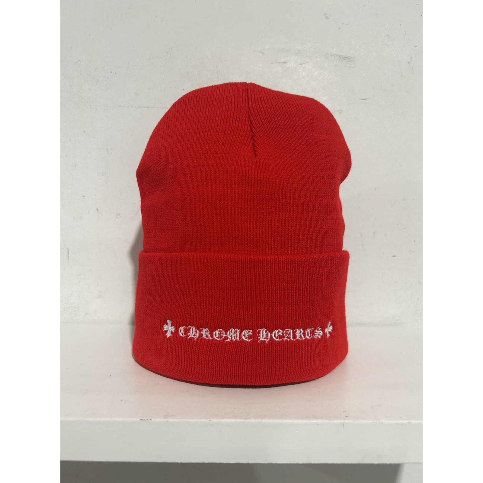 Chrome Hearts CHROME HEARTS RED EMBROIDERED ONLINE EXCLUSIVE BEANIE NEW Size ONE SIZE - 4 Thumbnail