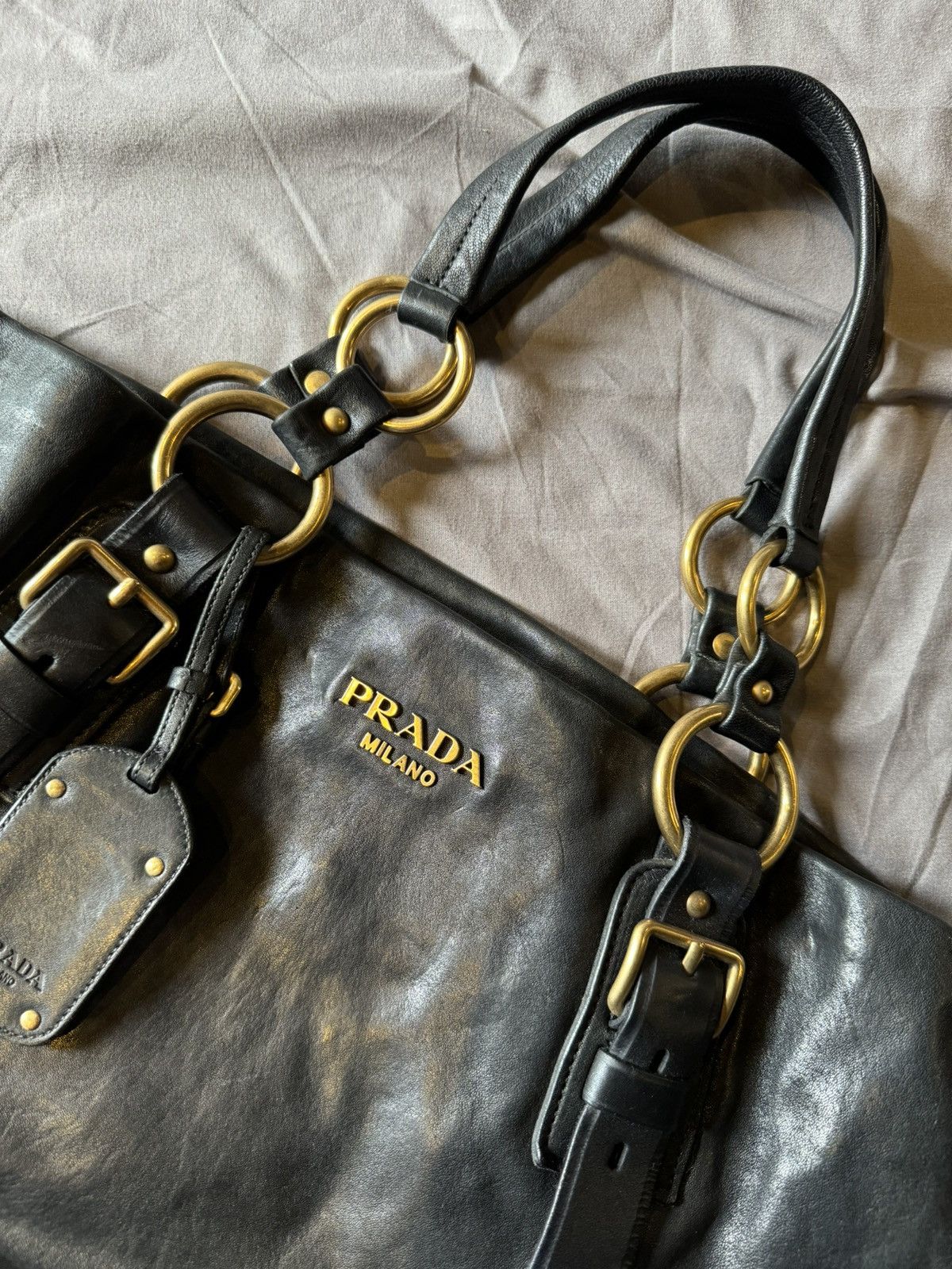 Prada PRADA Nappa Studded Aviator Shopping Tote Size ONE SIZE - 3 Thumbnail