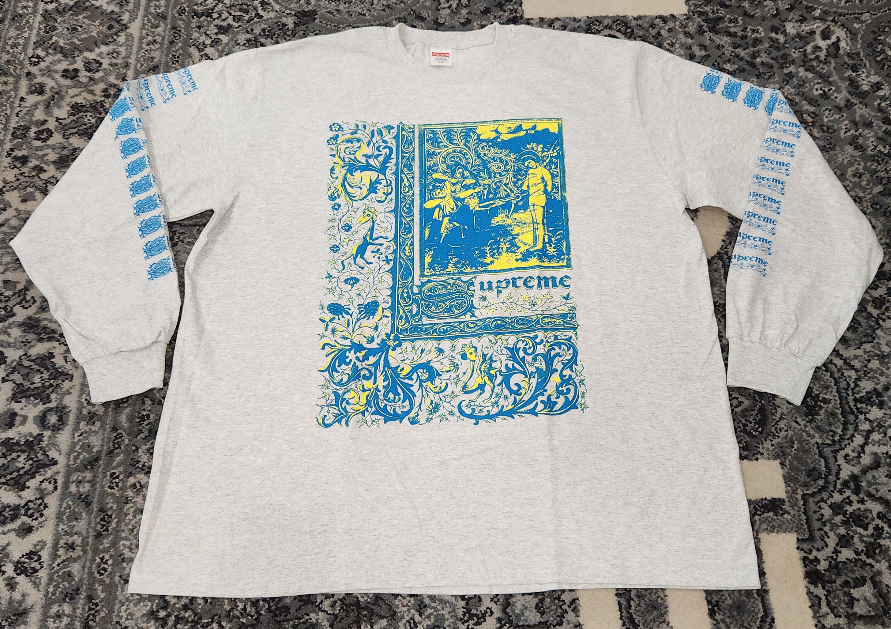 Image of Supreme "saint Sebastian" L/s Shirt Sz. - (Ash Gray), Men's (Size 2XL)