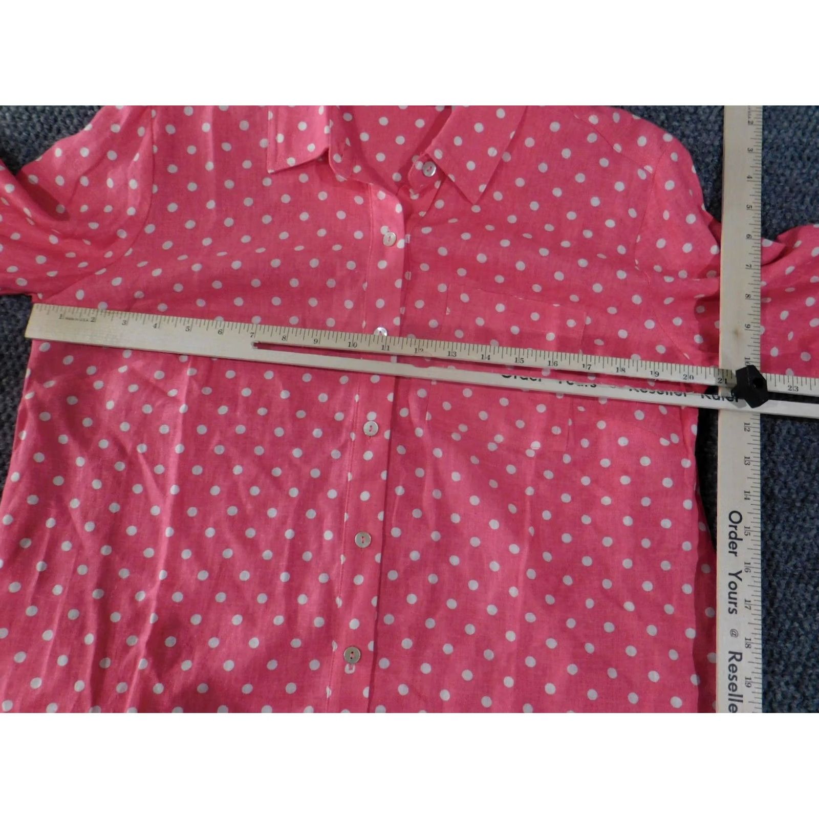 Vintage Susan Graver Blouse Womens PS Pink Linen Button Front Polka Dot Collared Casual Size S / US 4 / IT 40 - 4 Thumbnail
