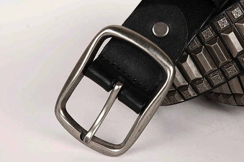 Designer 105cm Cowboy Motorcycle Jeans Heavy Metal Rivet Belts Size ONE SIZE - 4 Thumbnail