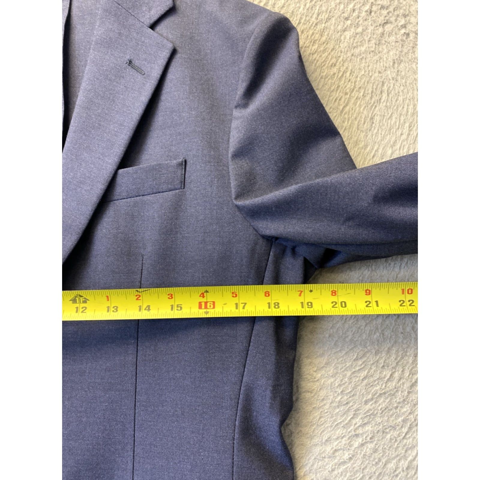 J.Crew J.CREW Blazer Mens 36S Blue Chambray Polyester Blend Slim Notch Lapel 2-Button Front Casual Wedding Party Business Size 36S - 2 Thumbnail