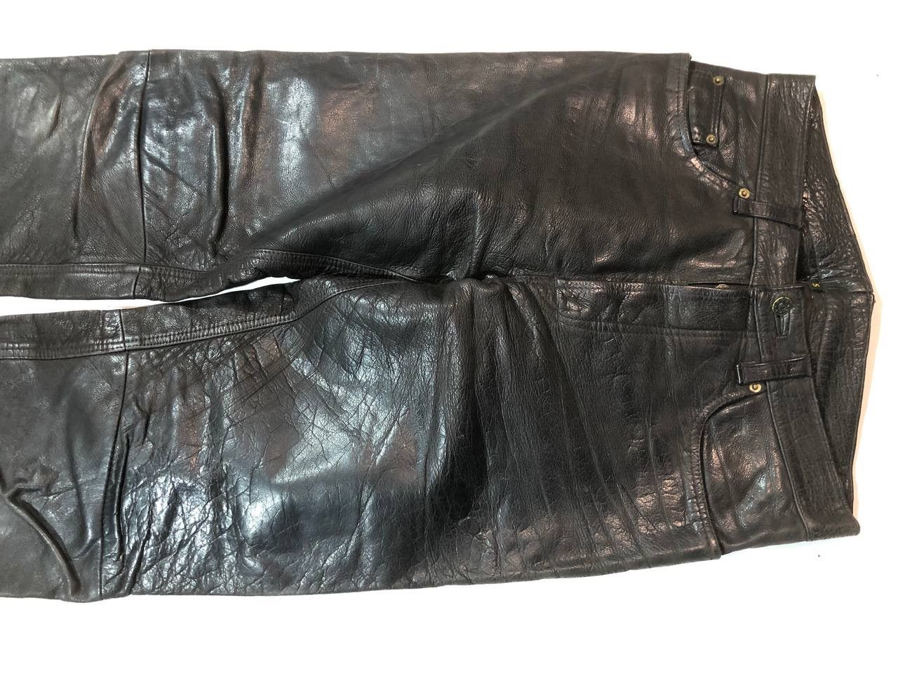 Leather × Vintage Racing Moto Leather Pants Vintage Size US 31 - 4 Thumbnail