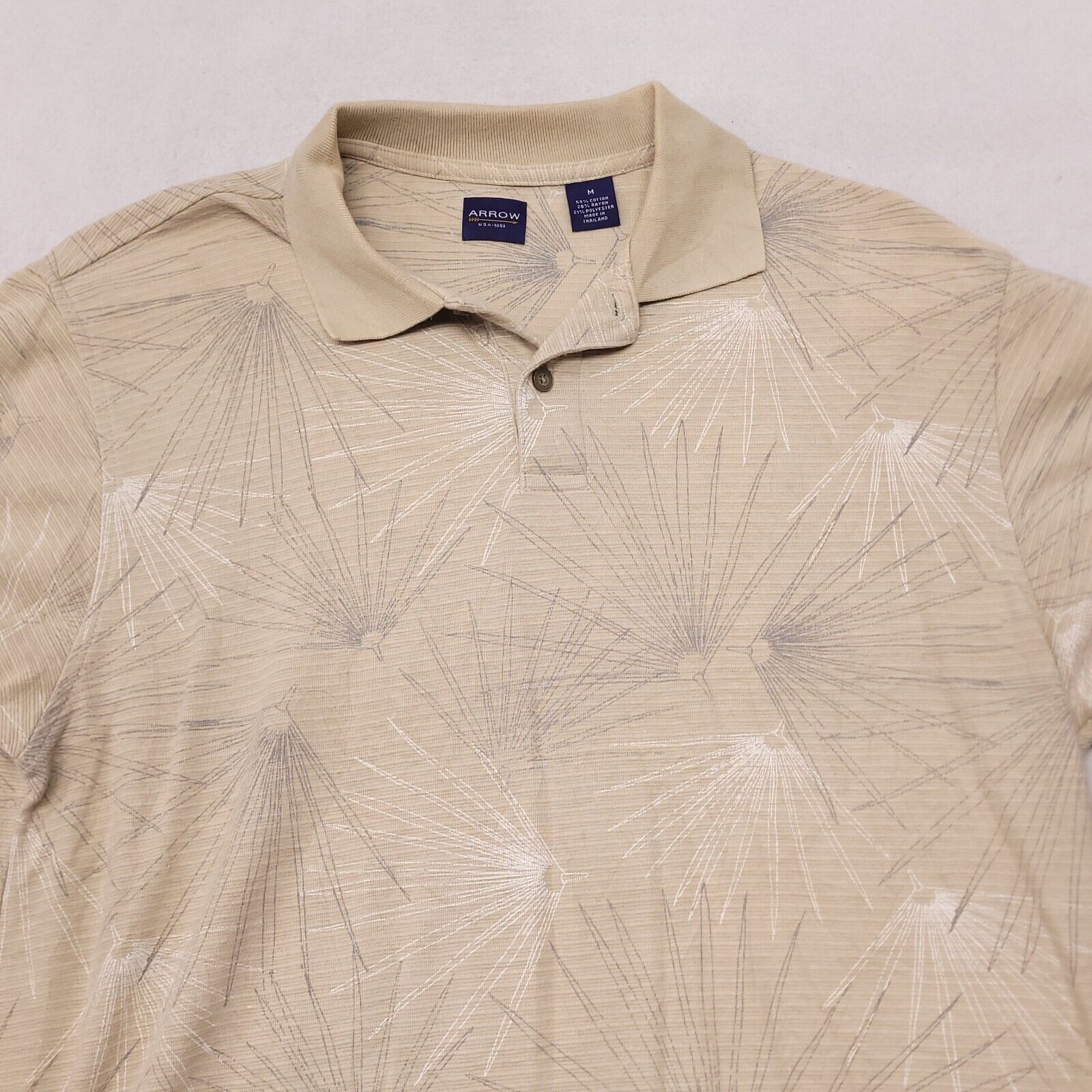 Arrow Arrow Casual Pullover Polo Shirt Mens Size Medium M Beige Size US M / EU 48-50 / 2 - 1 Thumbnail