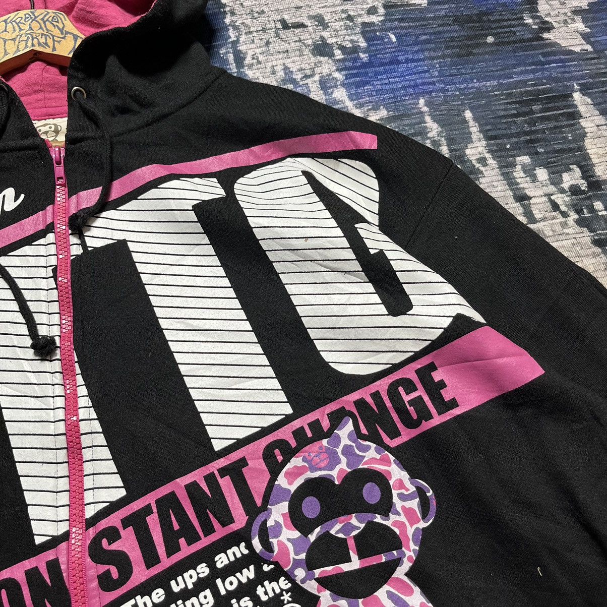 Japanese Brand × Vintage 🔥UITTG Baby APE Monkey Big Logo Baggy Zipper Hoodie Size US XXL / EU 58 / 5 - 5 Thumbnail