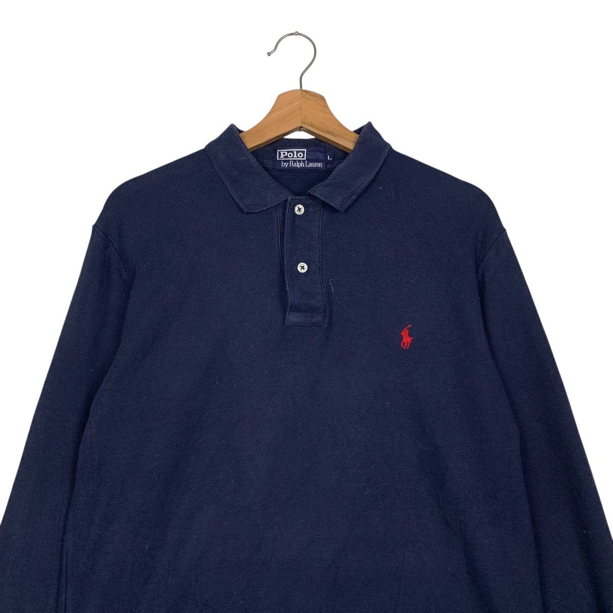 Polo Ralph Lauren 90s POLO RALPH LAUREN Navy Long Sleeve Polo Shirt #2851-C128 Size US L / EU 52-54 / 3 - 2 Thumbnail