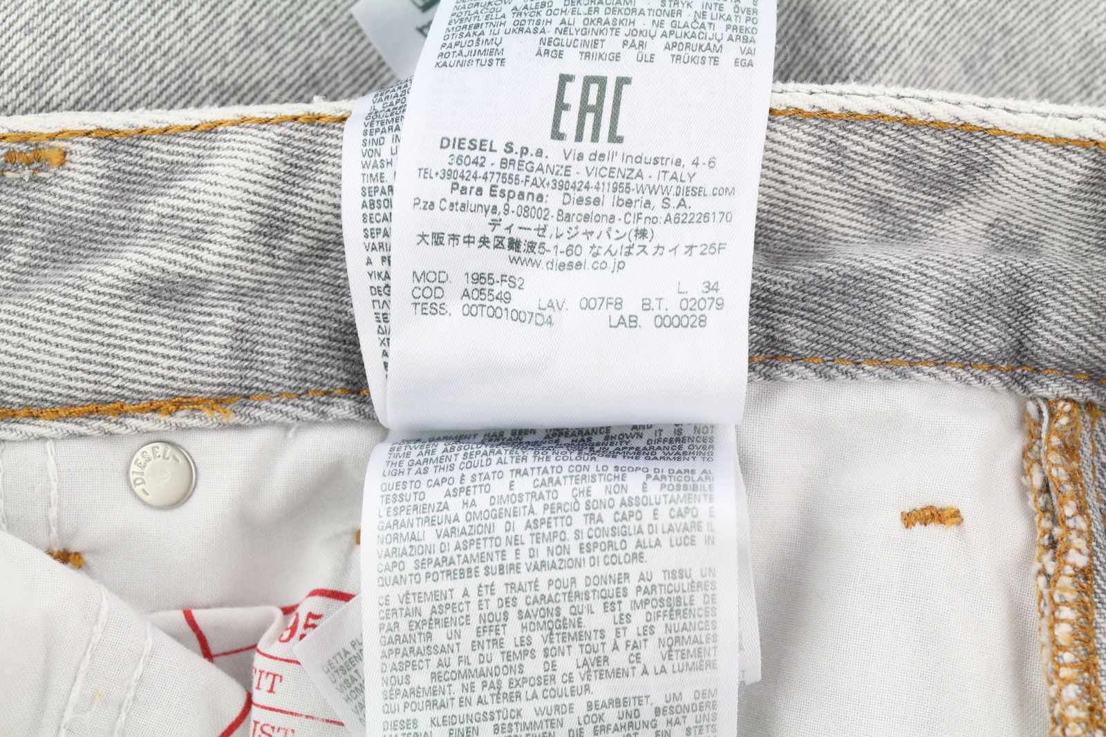 Diesel 1955-FS2 007F8 W32/L34 Side Zip Regular Straight 85389 Size US 32 / EU 48 - 12 Thumbnail