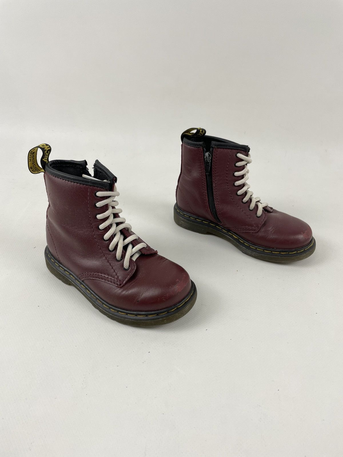 Children of the discordance × Dr. Martens × Red Wing Unisex DR.MARTENS Brooklee 1460 Leather Cherry Zip High-Top Boots Kids UK9 US 10 Size US 4 / IT 34 - 3 Thumbnail