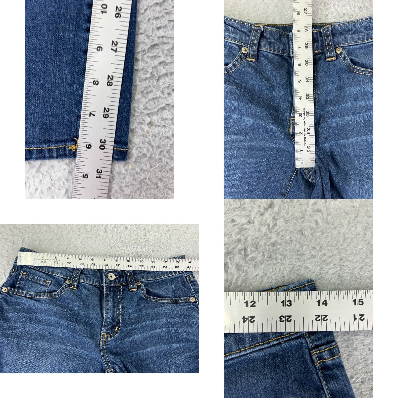Merona VINTAGE Merona Pants Womens 4 Blue Denim Jeans Low Rise Bootcut Cotton Blend Jeans Size 27" / US 4 / IT 40 - 8 Thumbnail