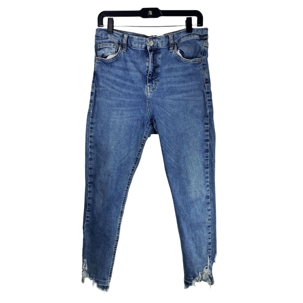Topshop TOPSHOP Men's Blue Skinny Jeans with Chewed Ankles Petite 34 Size US 34 / EU 50 - 1 Thumbnail