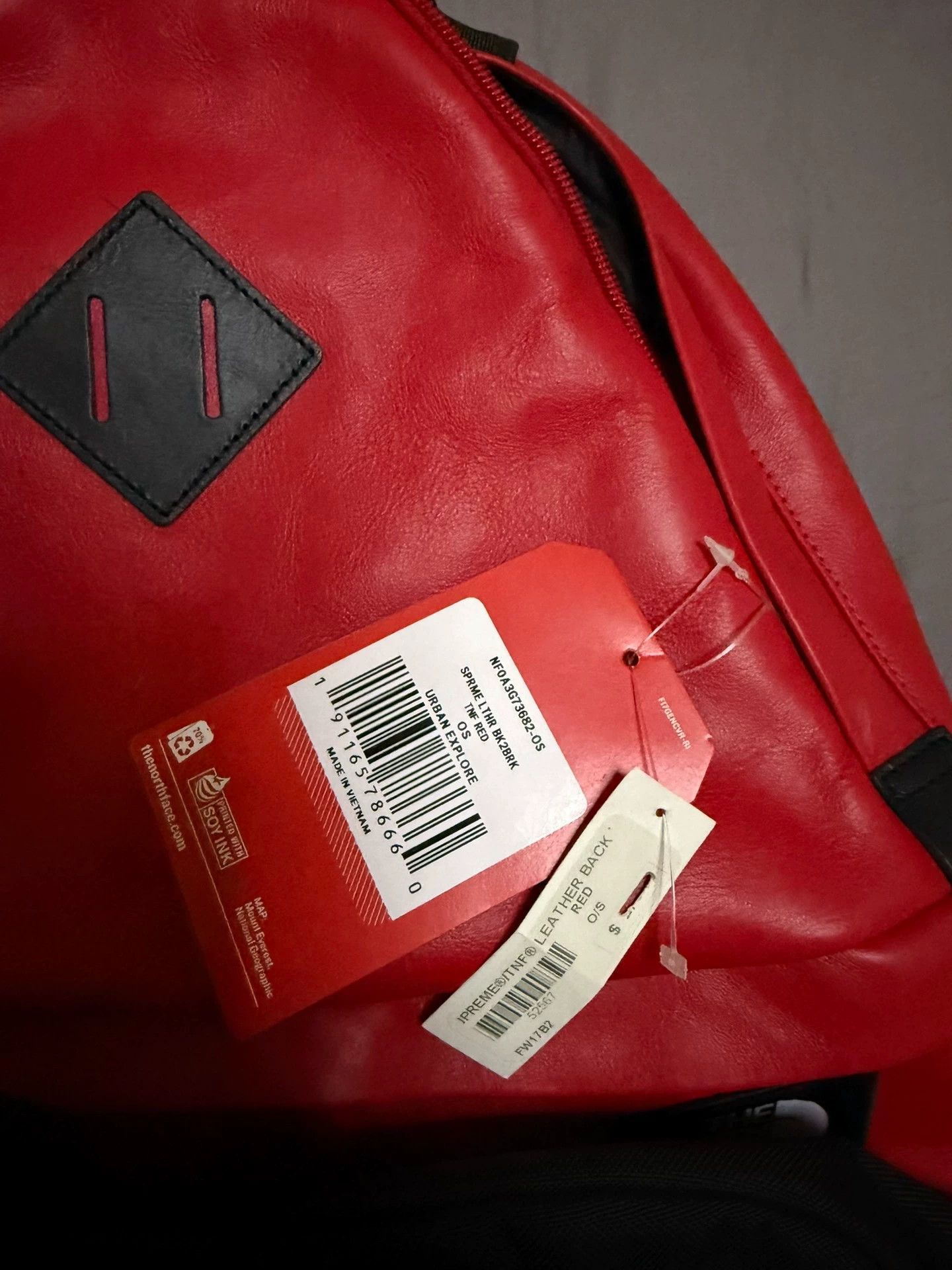 Supreme Supreme TNF Red Leather Backpack Size ONE SIZE - 2 Thumbnail