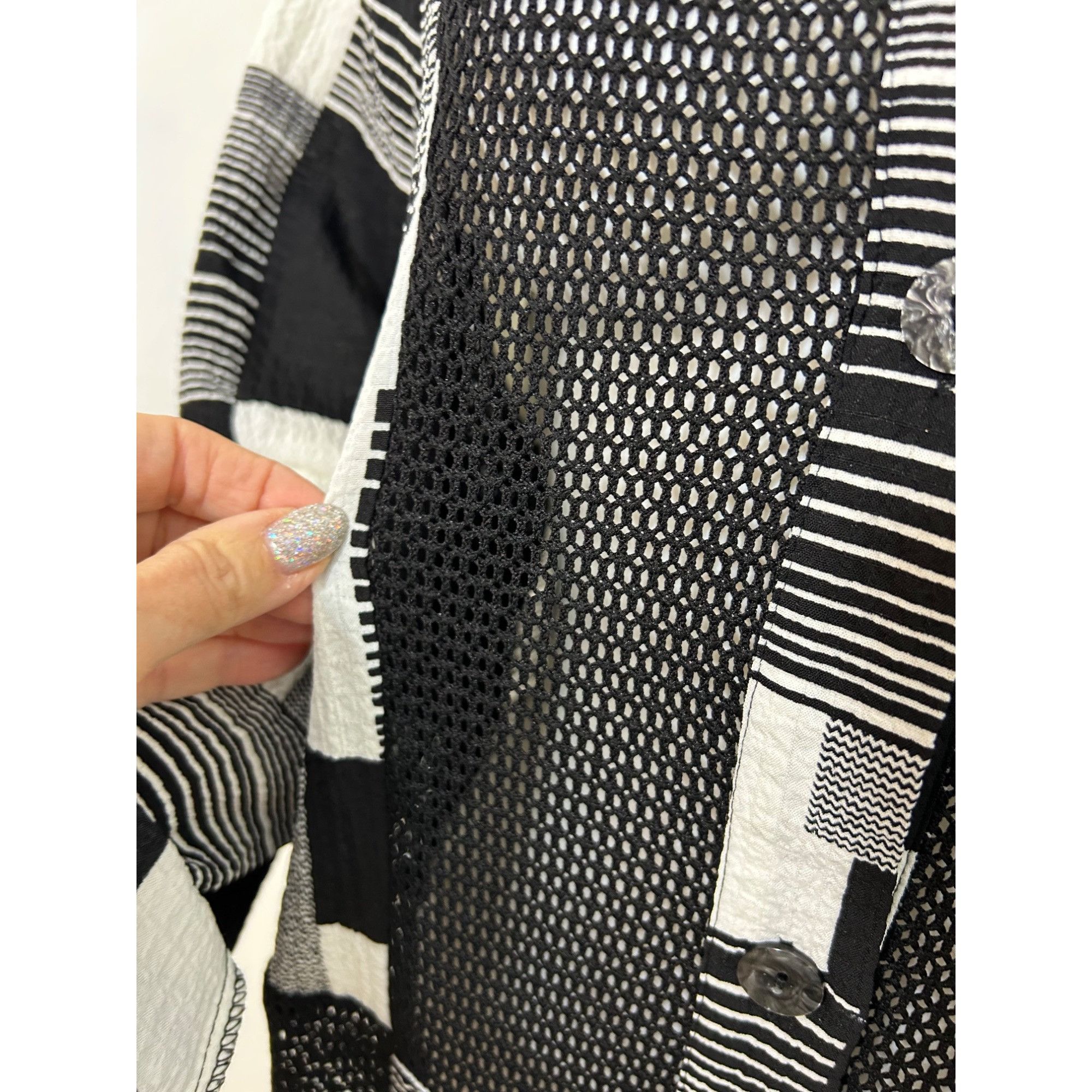 Other Damee Tunic Top XL Black White Checkered Mesh Inserts Collar Size XL / US 12-14 / IT 48-50 - 15 Thumbnail