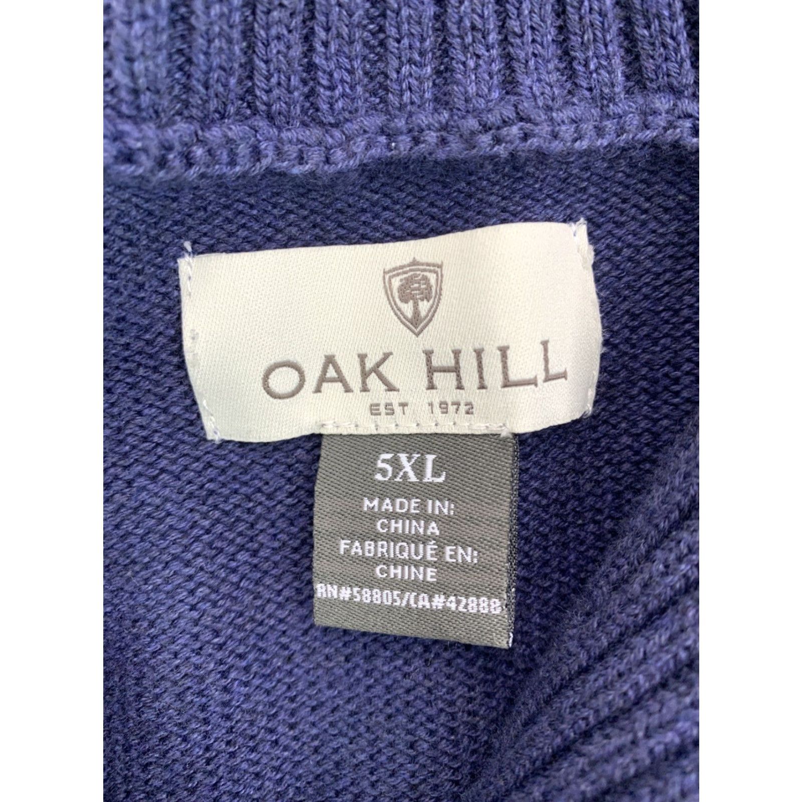 Vintage Oak Hill Navy Knit Cowl V Neck Mens Sweater 5XL Size US XXL / EU 58 / 5 - 7 Thumbnail