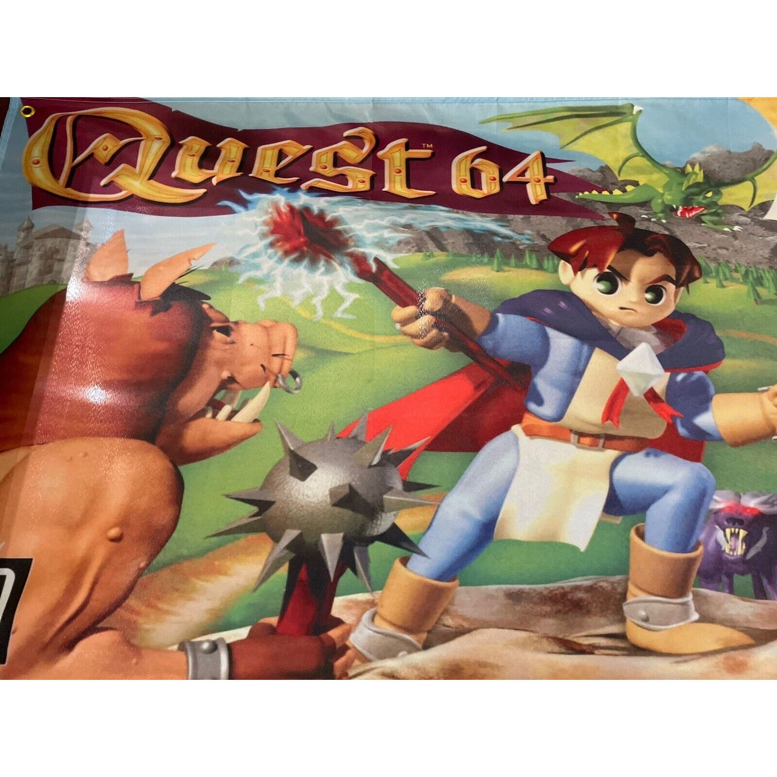 Nintendo Quest 64 5ft Flag Nintendo 64 1998 Banner Poster N64 RPG THQ Size ONE SIZE - 2 Thumbnail
