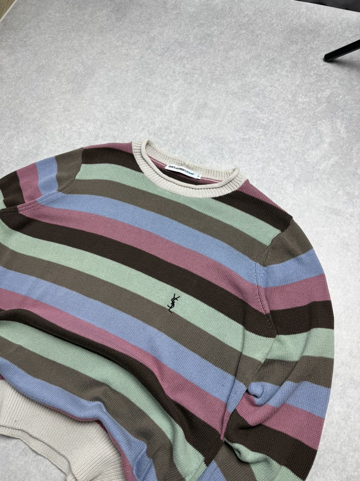 Yves Saint Laurent Men’s Saint Laurent Jeans Vintage Stripped Sweaters Size XL Size US XL / EU 56 / 4 - 2 Thumbnail