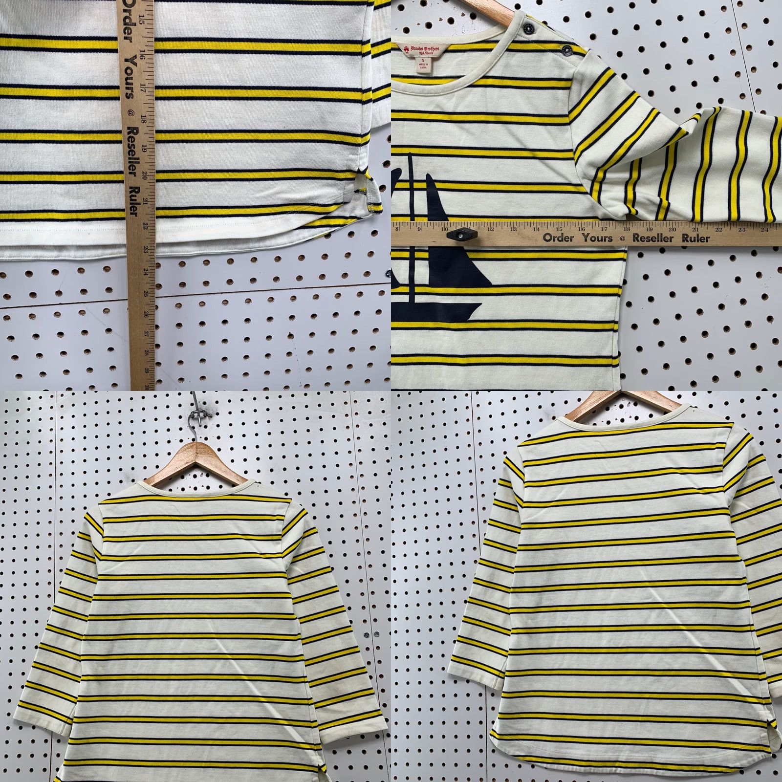 Brooks Brothers Brooks Brothers Fleece Top Womens Small White Striped 3/4 Sleeve Nautical Shirt SS Mens Women Girls Size S / US 4 / IT 40 - 9 Thumbnail
