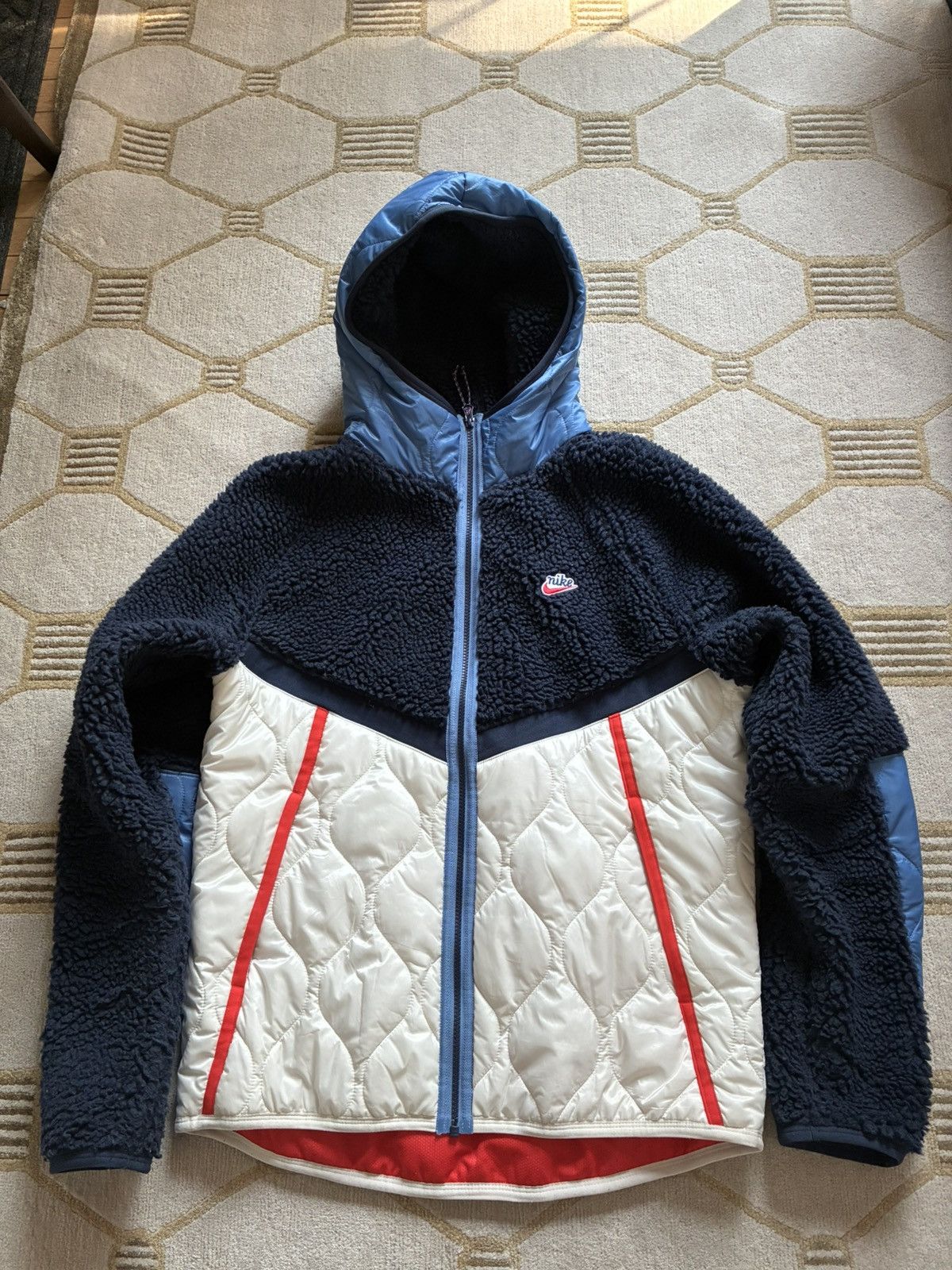 Nike Nike Quilted Hooded Sherpa Fleece Jacket Size US M / EU 48-50 / 2 - 1 Thumbnail