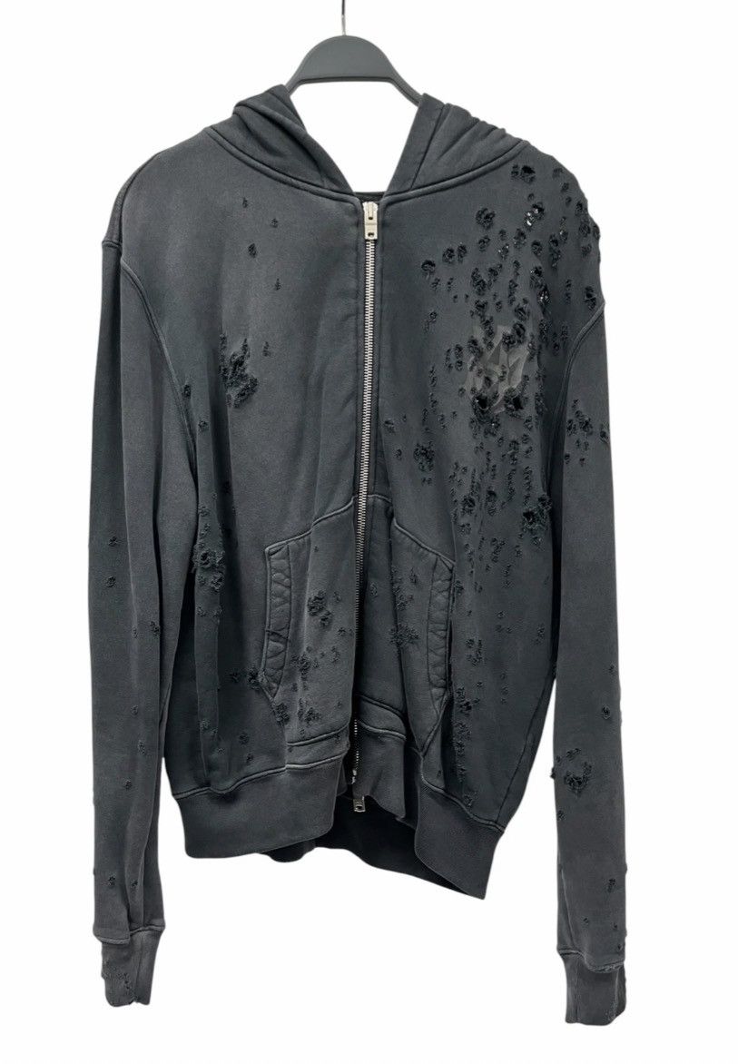 Amiri AMIRI Faded Black Core Logo Shotgun Zip-Up Hoodie Size US M / EU 48-50 / 2 - 1 Thumbnail