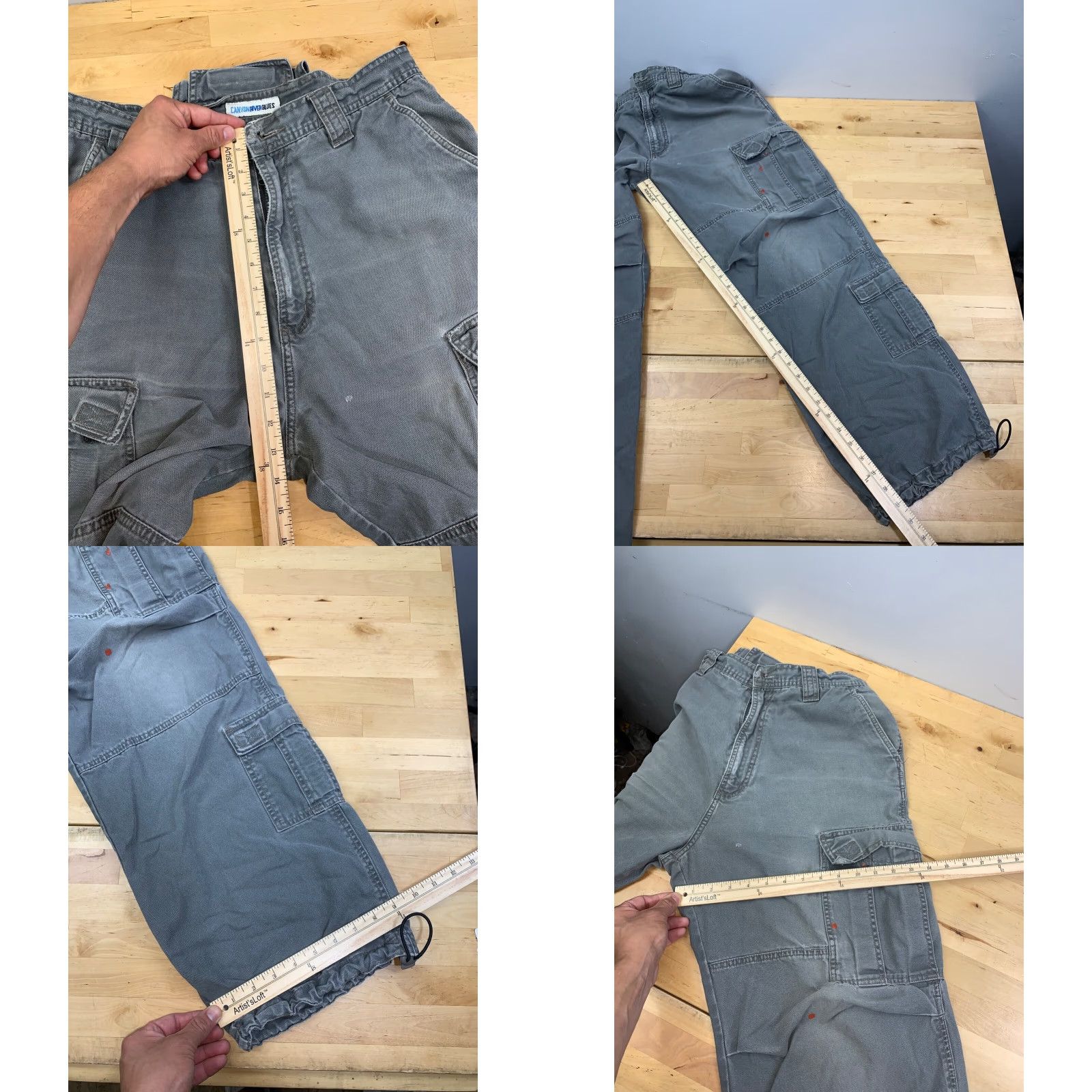Vintage VINTAGE Canyon River Blues Double Cargo Jeans Mens 34x32 Baggy Y2K Green Gray 11182 Size US 34 / EU 50 - 8 Thumbnail
