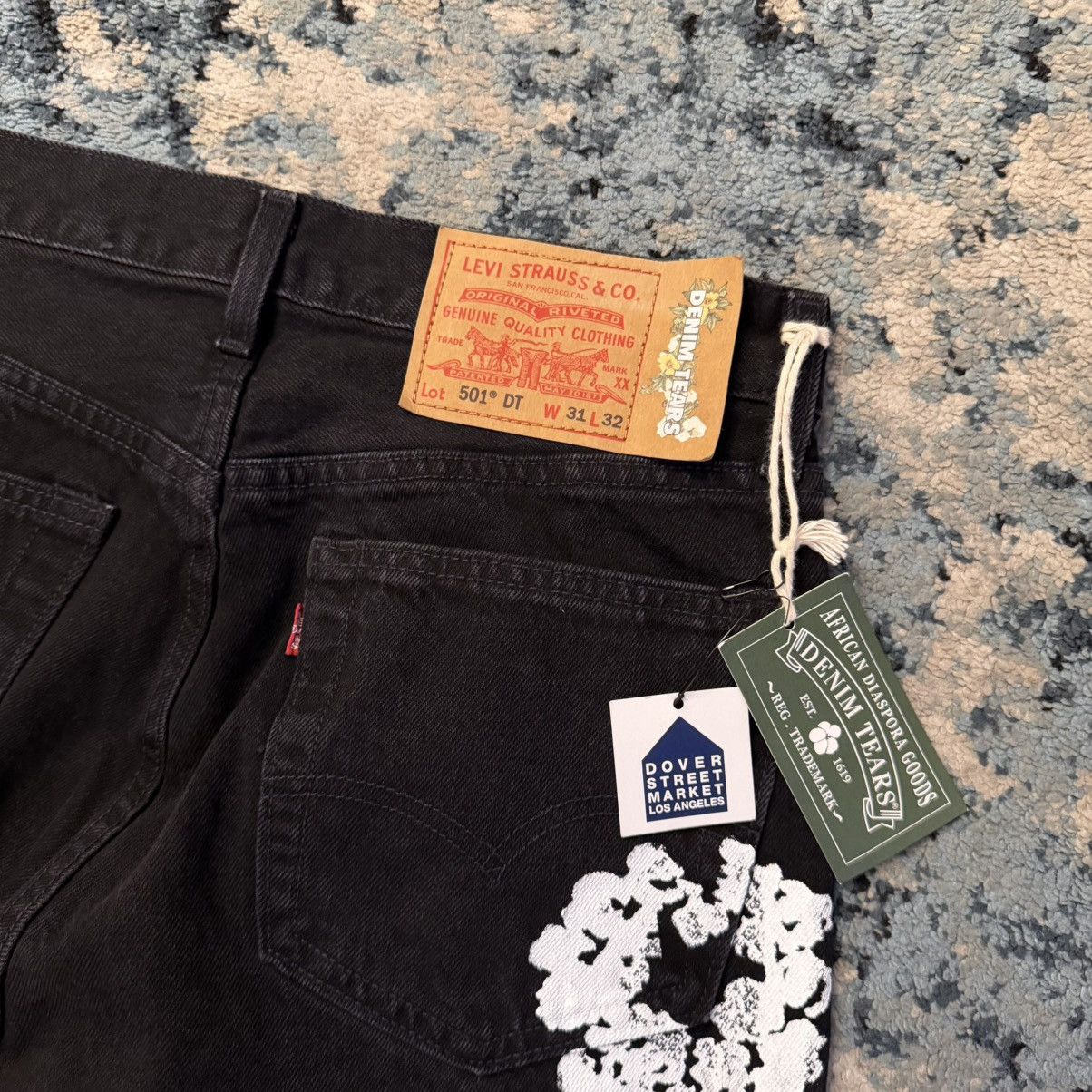 DENIM TEARS Denim Tears Cotton Wreath Black Jeans 501 W31 L32 Brand New Size US 31 - 3 Thumbnail