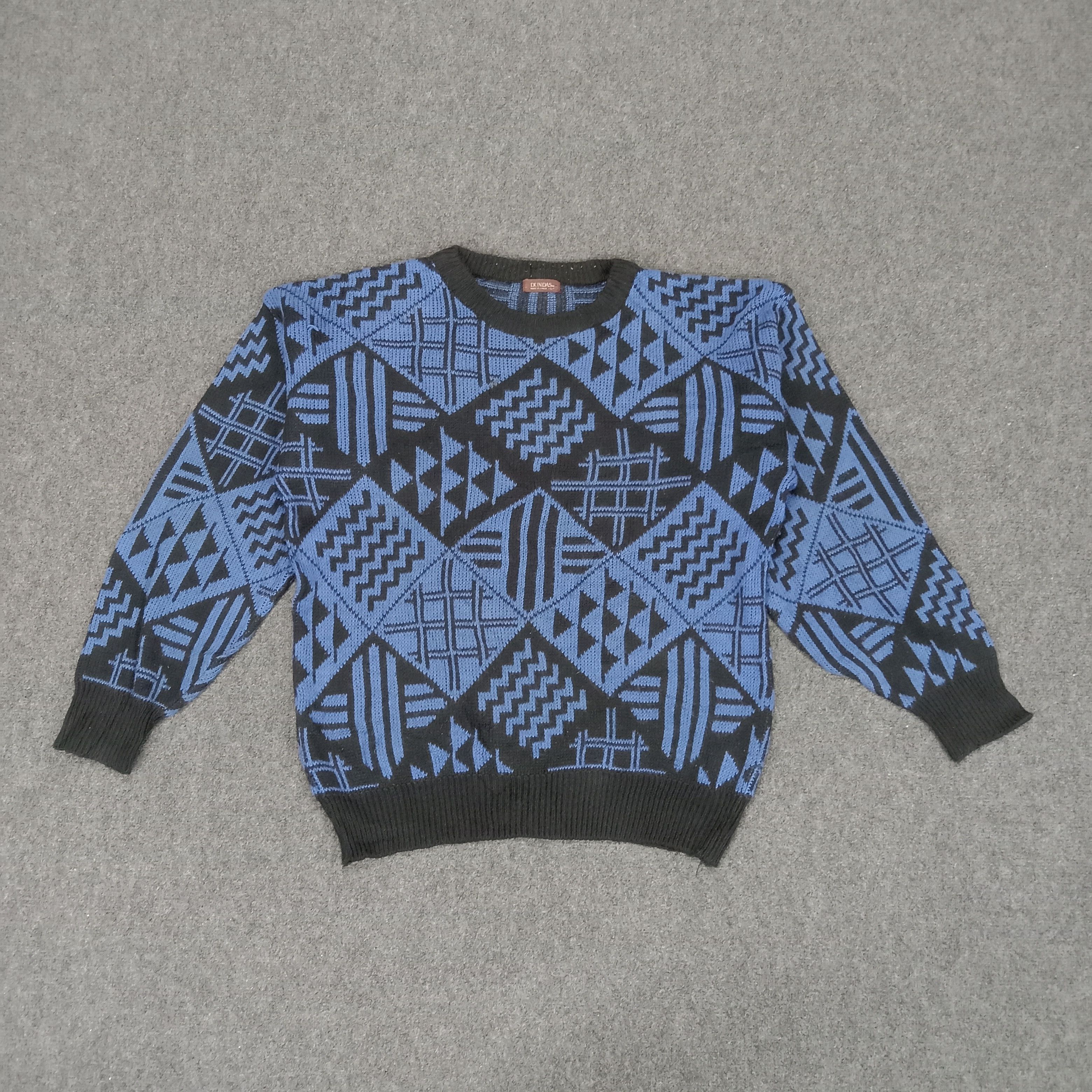 Vintage Dundas Japanese Brand Pattern Art Knitwear Sweater Size US L / EU 52-54 / 3 - 1 Thumbnail