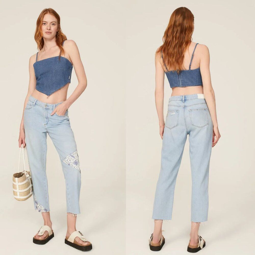 Paige PAIGE Noella Patchwork Crop Jeans Size 28 Size 28" / US 6 / IT 42 - 1 Thumbnail