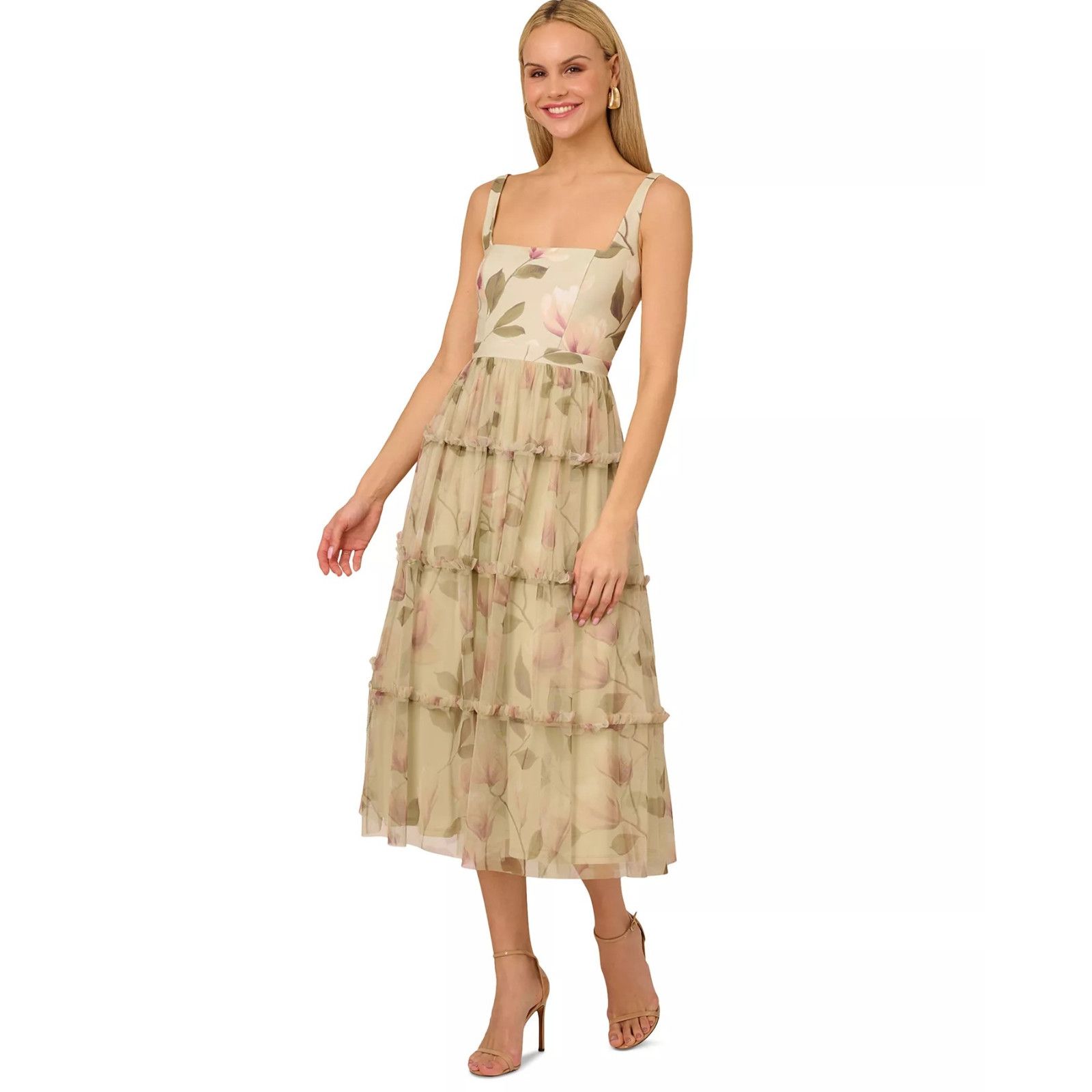 Adrianna Papell Adrianna Papell Printed Tiered Sleeveless Knit &Mesh Sz 8, Size M / US 6-8 / IT 42-44 - 2 Thumbnail