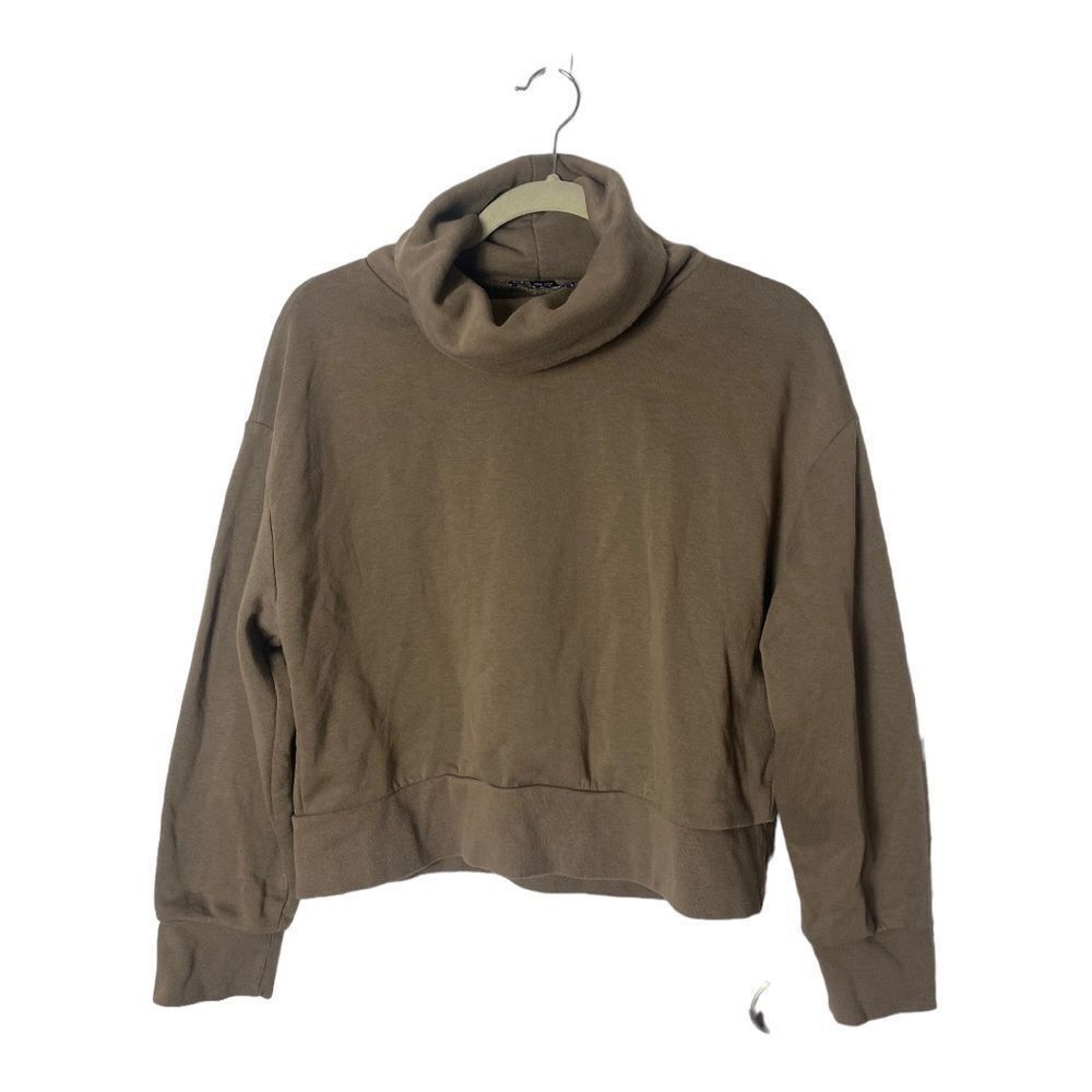 Zara Zara Olive Green Turtleneck Sweatshirt Size M Long Sleeve Pu Size M / US 6-8 / IT 42-44 - 2 Thumbnail