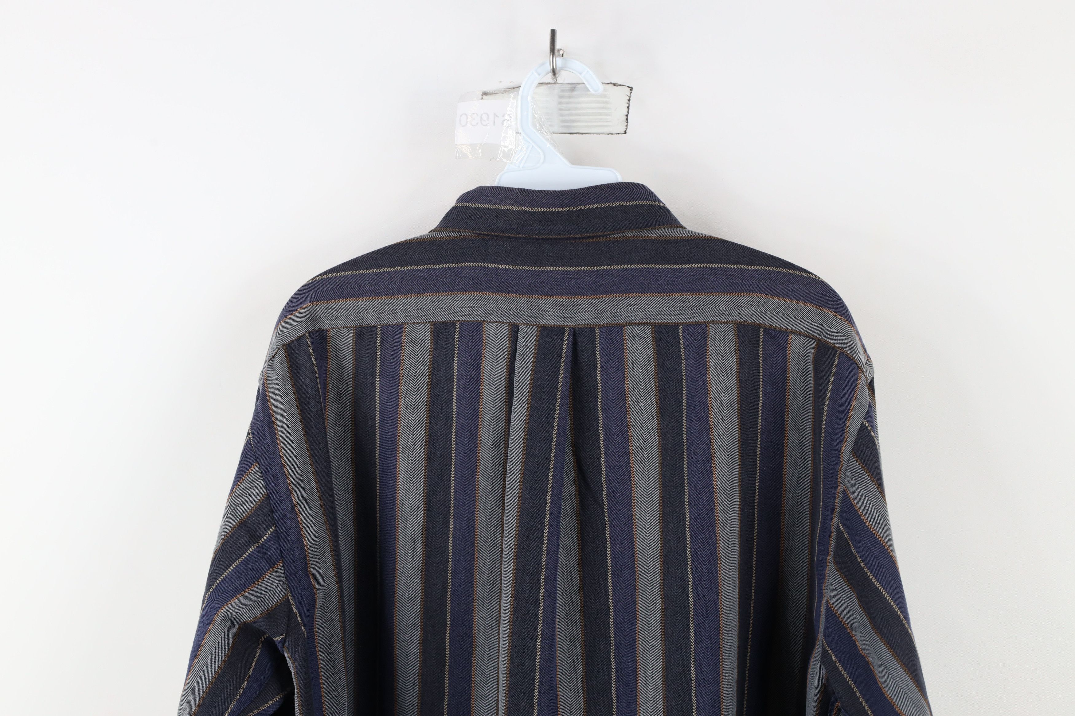 Vintage Vintage 90s Streetwear Herringbone Button Down Shirt USA Size US L / EU 52-54 / 3 - 10 Thumbnail