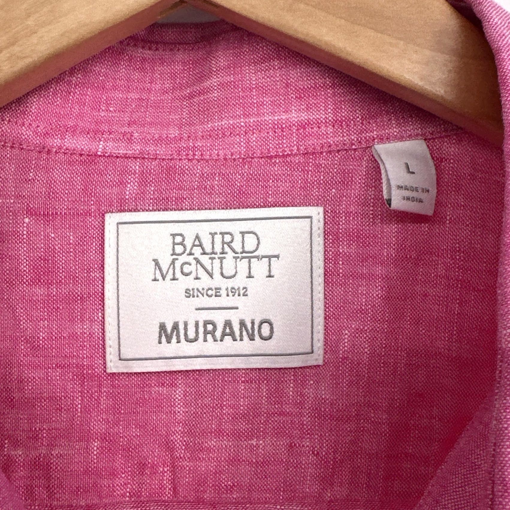 Murano Murano Shirt Mens Large Pink Linen Short Sleeve Button Up Spring Size US L / EU 52-54 / 3 - 3 Thumbnail