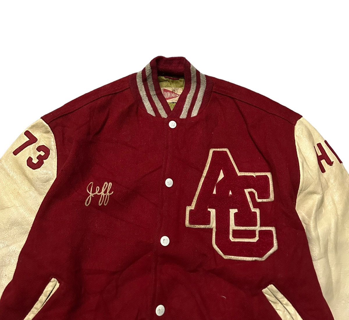 Vintage vintage 70s Apachee Wrestling wool leather varsity jacket Size US XL / EU 56 / 4 - 3 Thumbnail