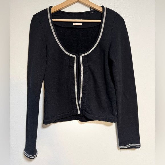 Maison Scotch Maison Scotch Black Open Front Cardigan w Silver Trim - Sz 1 Size S / US 4 / IT 40 - 2 Thumbnail