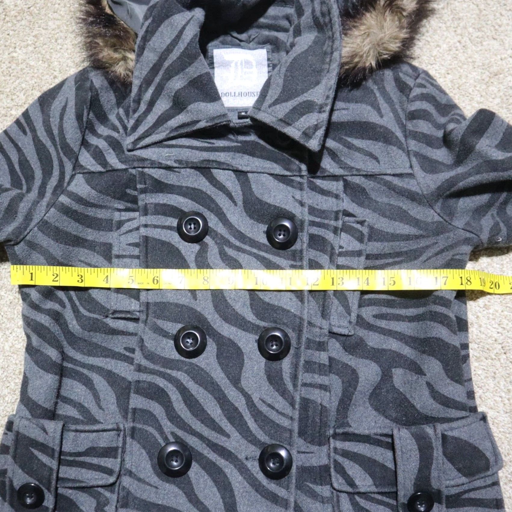 Vintage DollHouse Jacket Women Adult Gray Hooded Outerwear M Style Basic Jacket Motorcycle Theme Pockets Lightweight All Seasons Fall Winter Spring Size M / US 6-8 / IT 42-44 - 4 Thumbnail