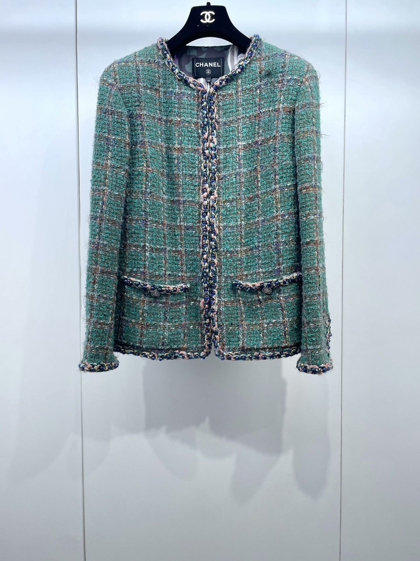 Chanel Chanel 23A Green Plaid Coat Size US XXS / EU 40 - 1 Thumbnail