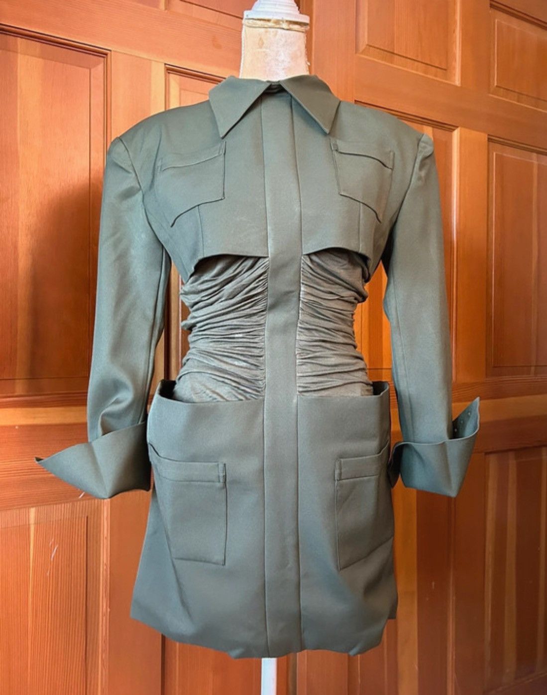 Designer × Other NWT, Lavishly Paris Designer Army Cape Designer Mini Dress. Size M / US 6-8 / IT 42-44 - 14 Thumbnail