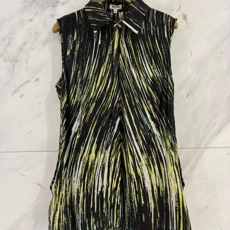 Kenzo KENZO Summer Striped Silk Blend Long Shirt 0089 Size S / US 4 / IT 40 - 1 Thumbnail