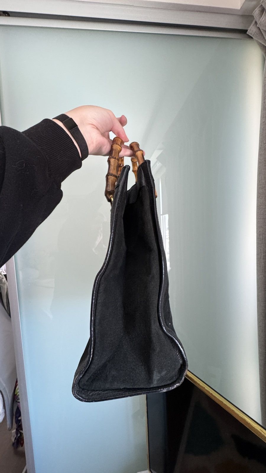 Gucci Vintage Bamboo Black Suede and Leather Gucci Handbag Size ONE SIZE - 12 Thumbnail
