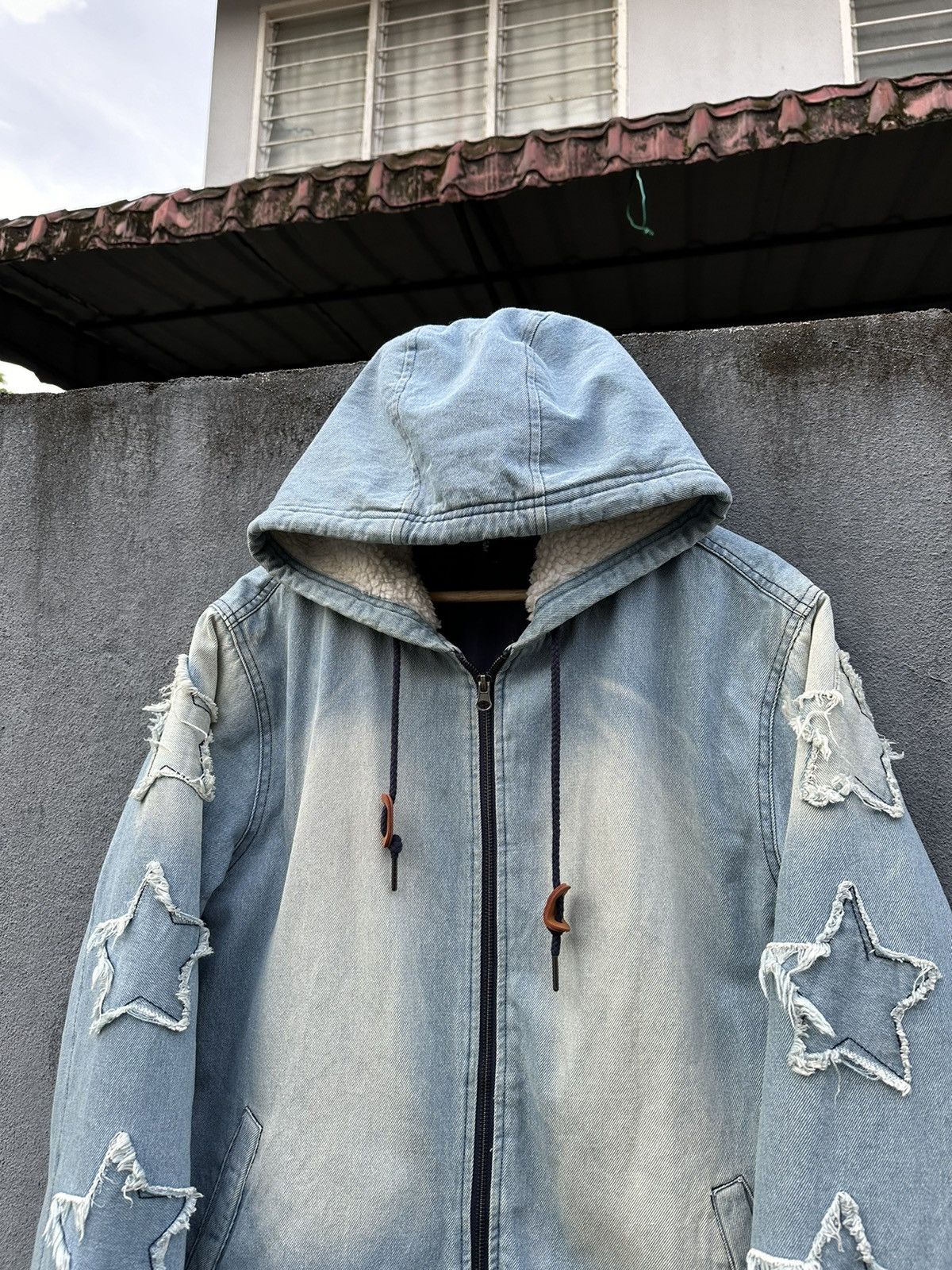 Vintage 👹Halham Fleece Hood Denim Bomber Jacket Size US L / EU 52-54 / 3 - 7 Thumbnail
