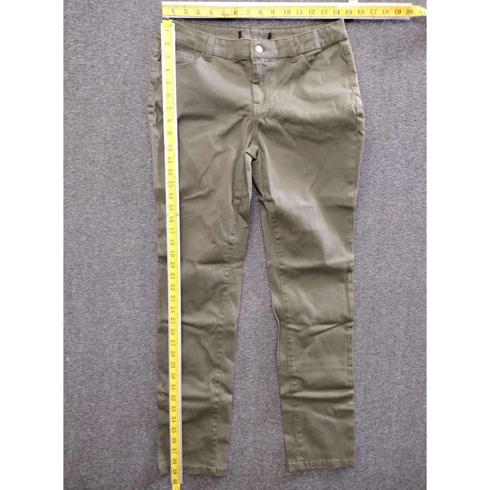 Olive Wax Jean Skinny Jeans Womens Juniors 11 Olive Green Cotton Stretch City 5-Pocket Design Skinny Slim Mens Womens Boys Girls Size 32" / US 10 / IT 46 - 4 Thumbnail