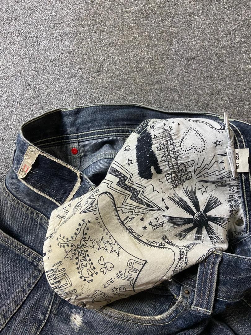 Evisu 🔥Vintage EVISU & PUMA Distressed Denim Jeans 🔥 (135) Size US 34 / EU 50 - 9 Thumbnail