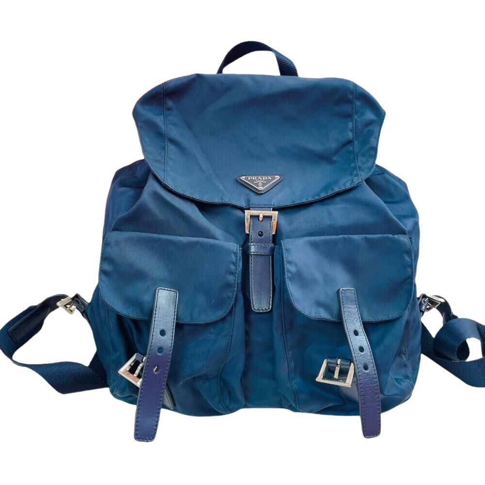 Prada Prada Blue Nylon Flap Backpack One Size Size ONE SIZE - 1 Thumbnail