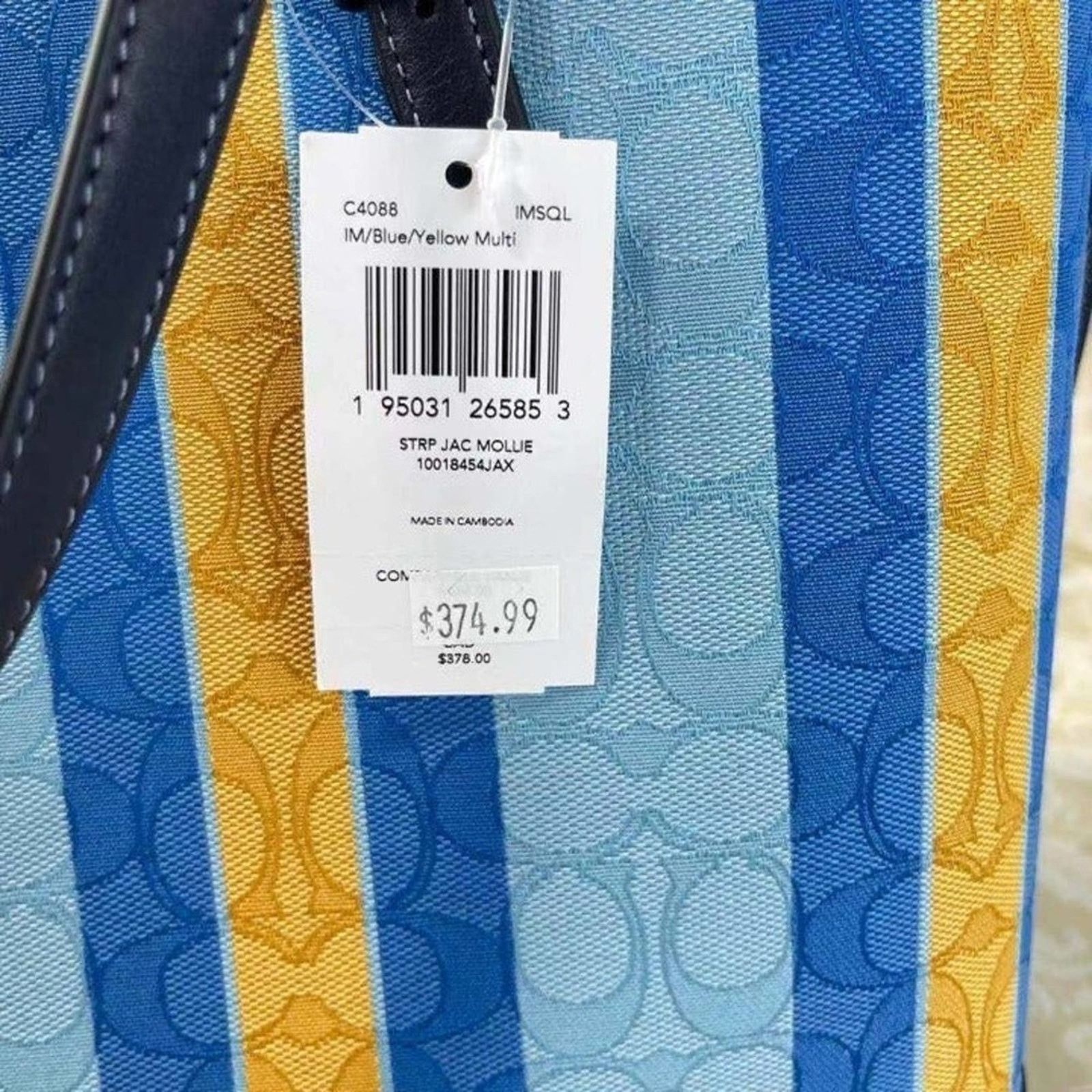 Coach Coach Mollie Tote in signature jacquard stripes C4088 Blue Size ONE SIZE - 5 Thumbnail