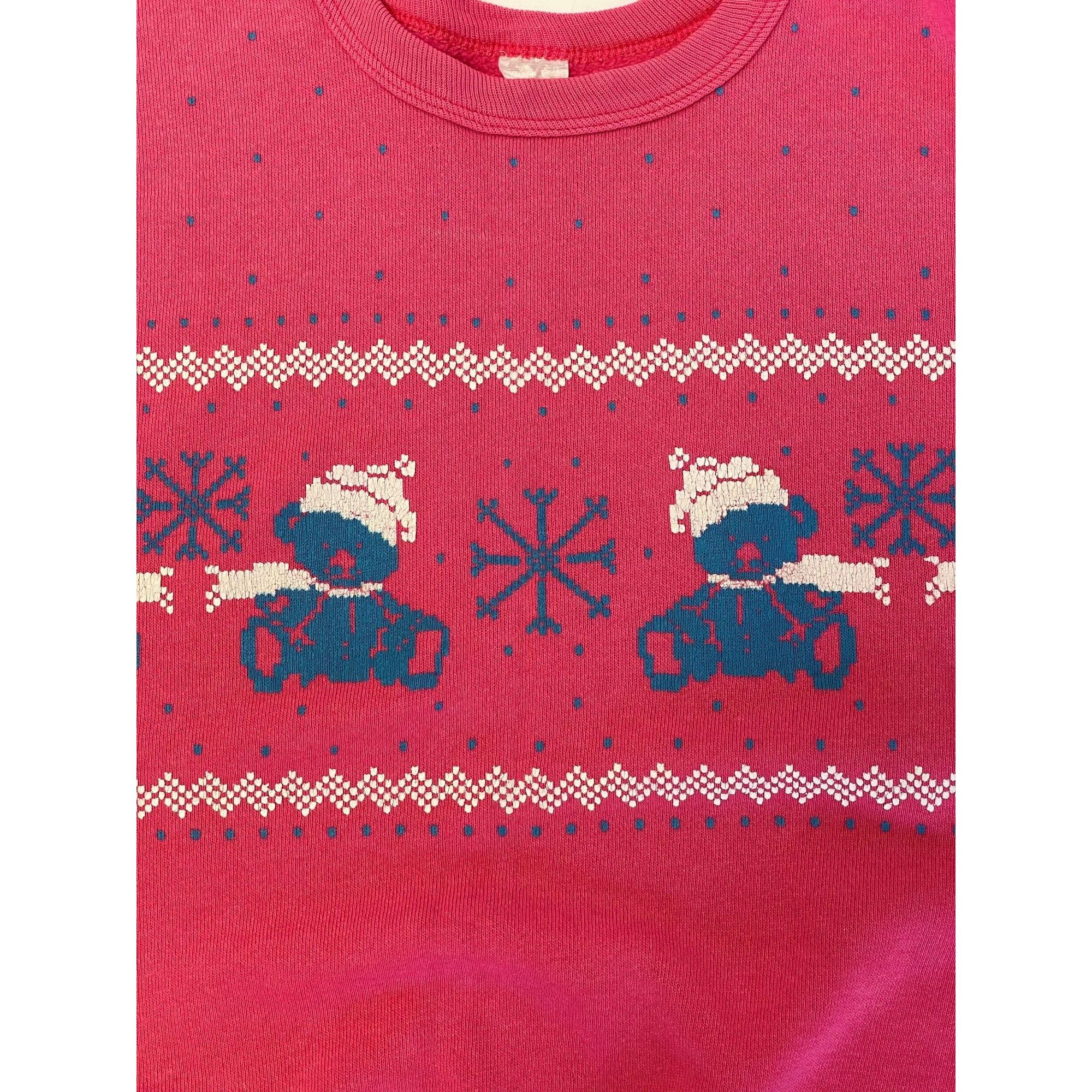 Other Vtg Pink Blue Painted Snowflake TEDDY Bear Kawaii sweatshirt Size M / US 6-8 / IT 42-44 - 3 Thumbnail