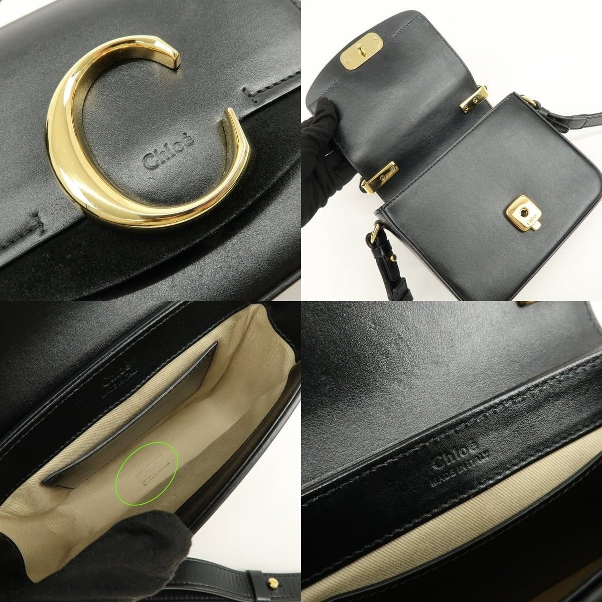 Chloe Chloe C Mini Leather Shoulder Bag Black Size ONE SIZE - 7 Thumbnail