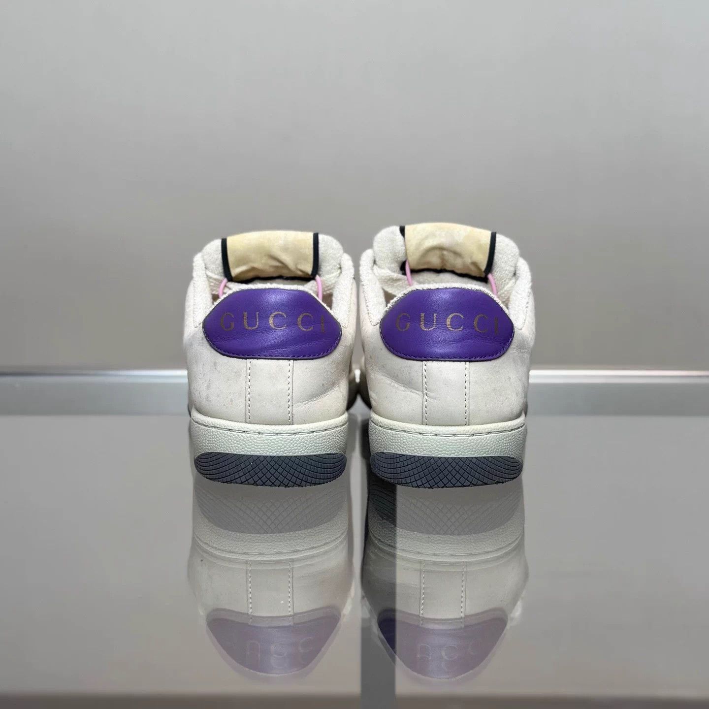 Gucci Gucci Distressed Crystal Sneakers White/Purple Size US 5 / IT 35 - 4 Thumbnail